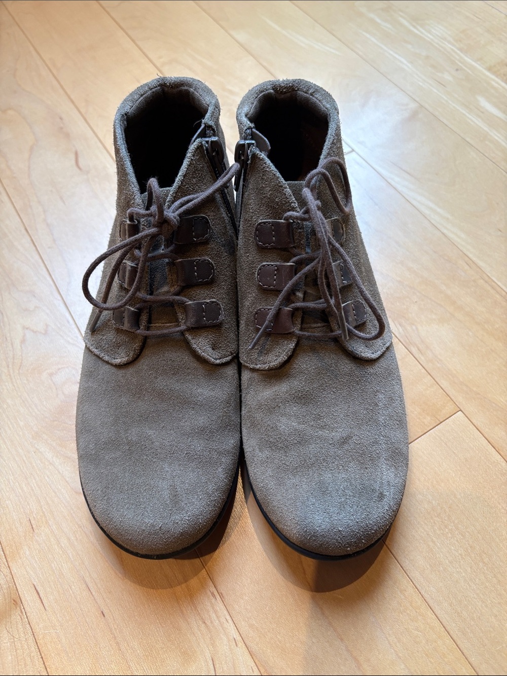 Clark’s Collection Women’s Suede Lace-Up Ankle Boots in Taupe